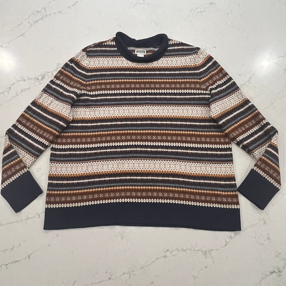 Duluth Trading Sweater Womens XXL Cotton Fair Isle Striped Knit